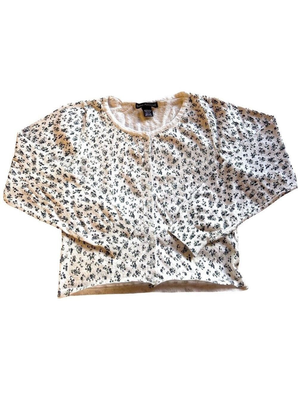 Soho Apparel Purple & White Floral Cardigan Sweater Top Medium (3 for $12 item)